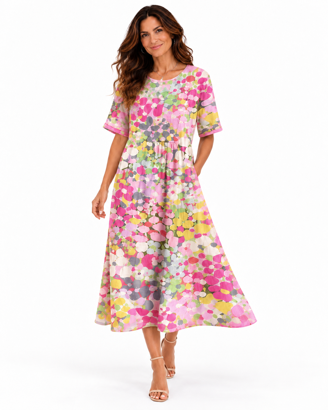 Elena | Vestido midi floral suelto y ligero