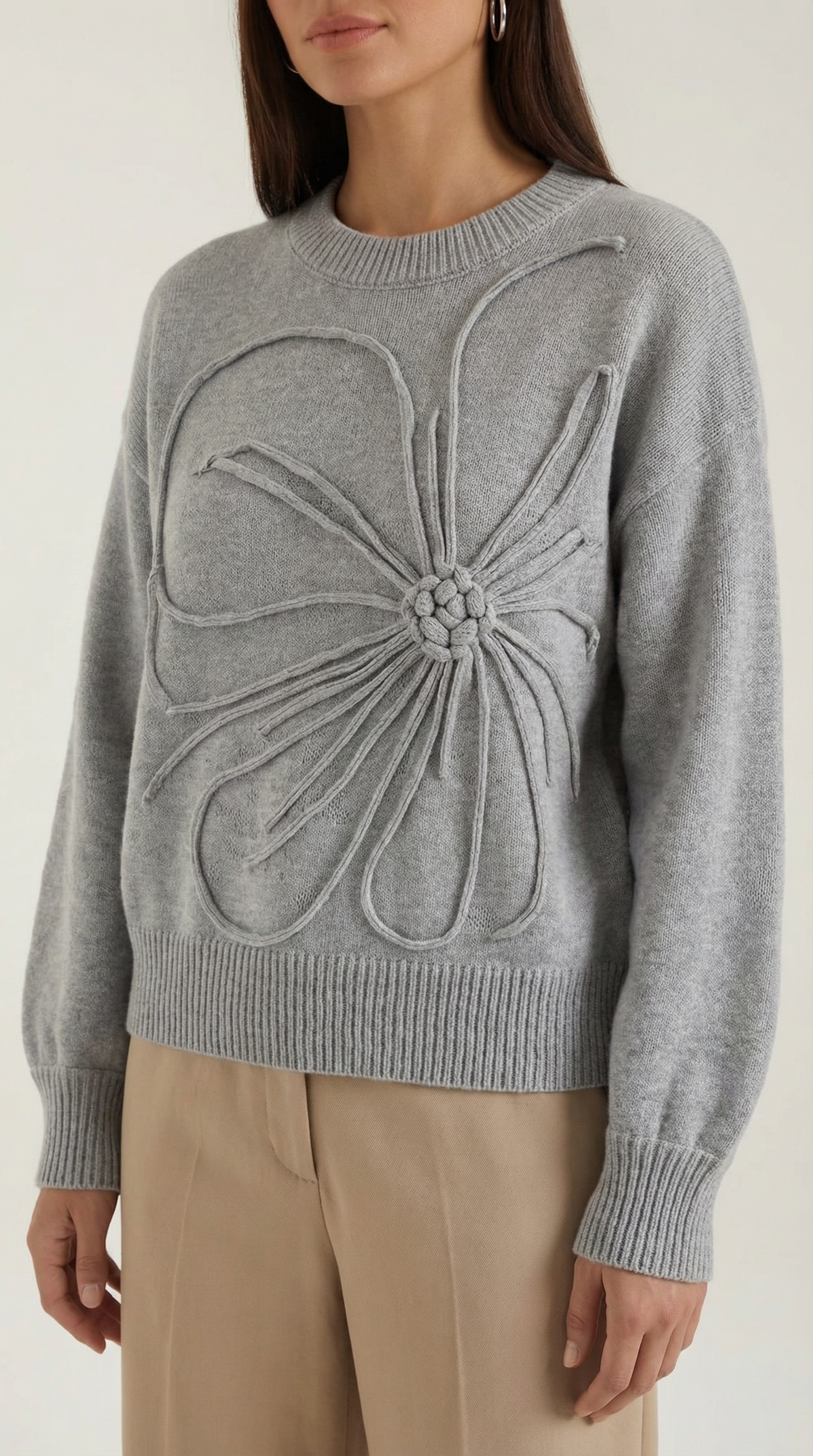 Suéter de punto con diseño floral
