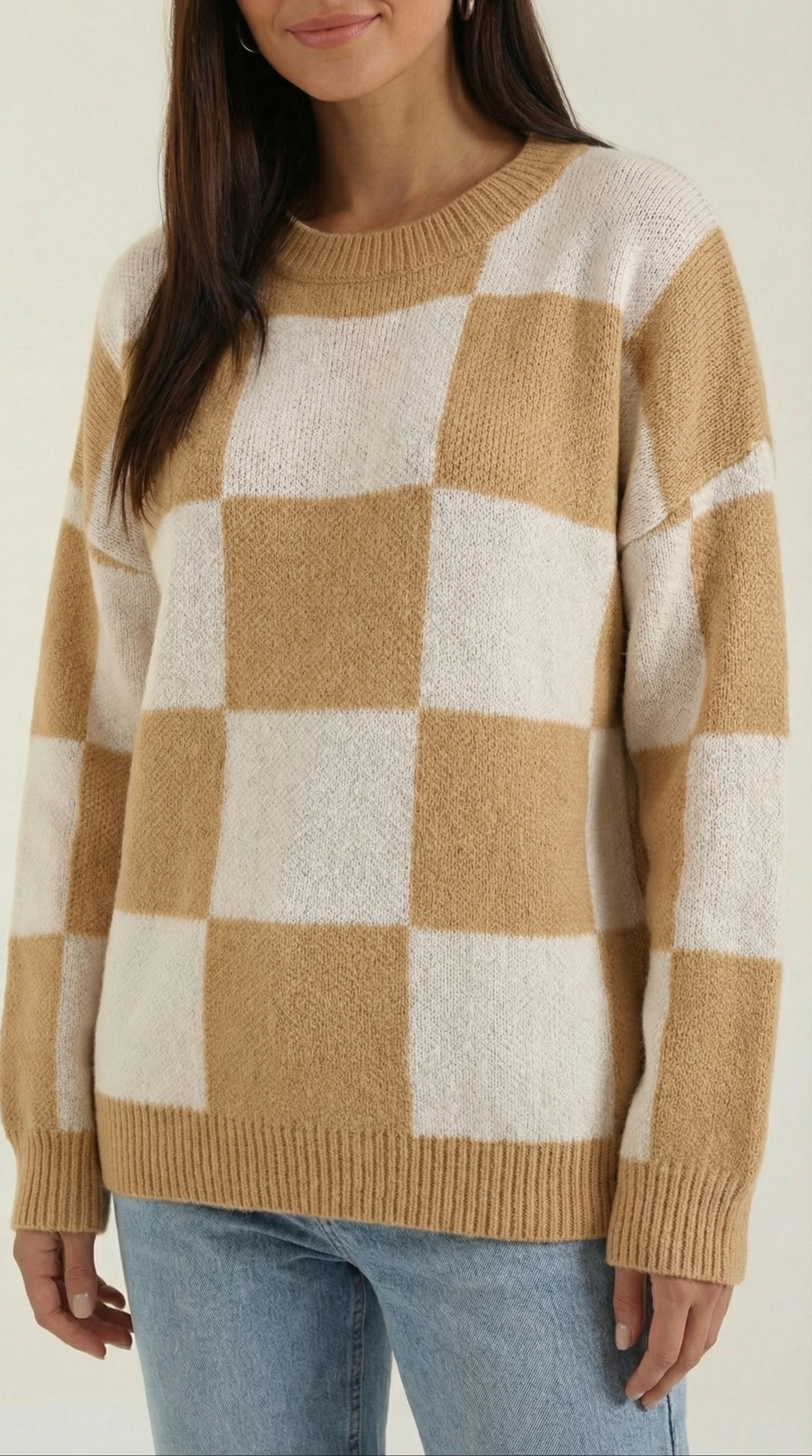 Suéter de punto con diseño de cuadros