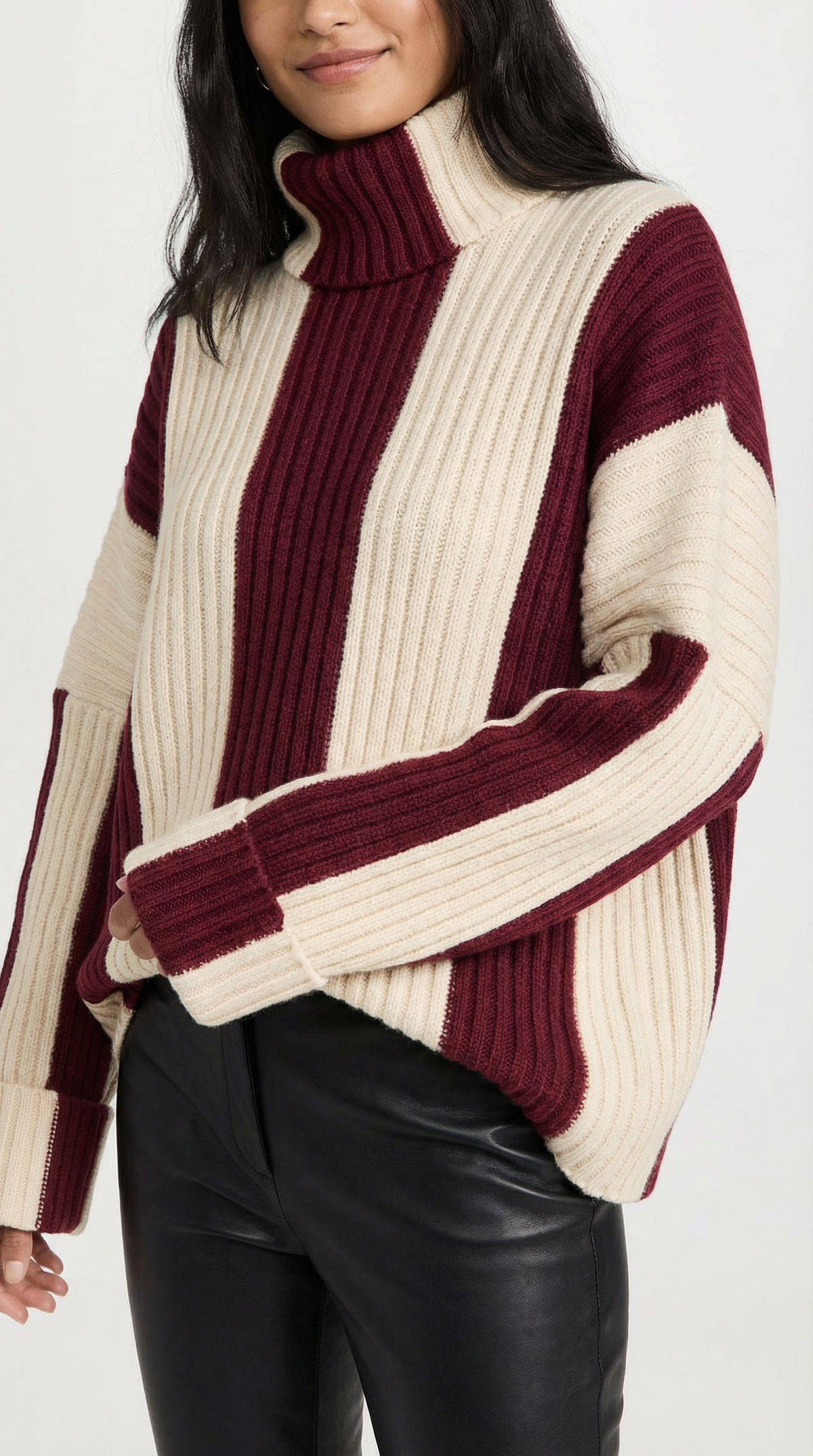 Suéter Oversize de Cuello Alto 'June' con Rayas