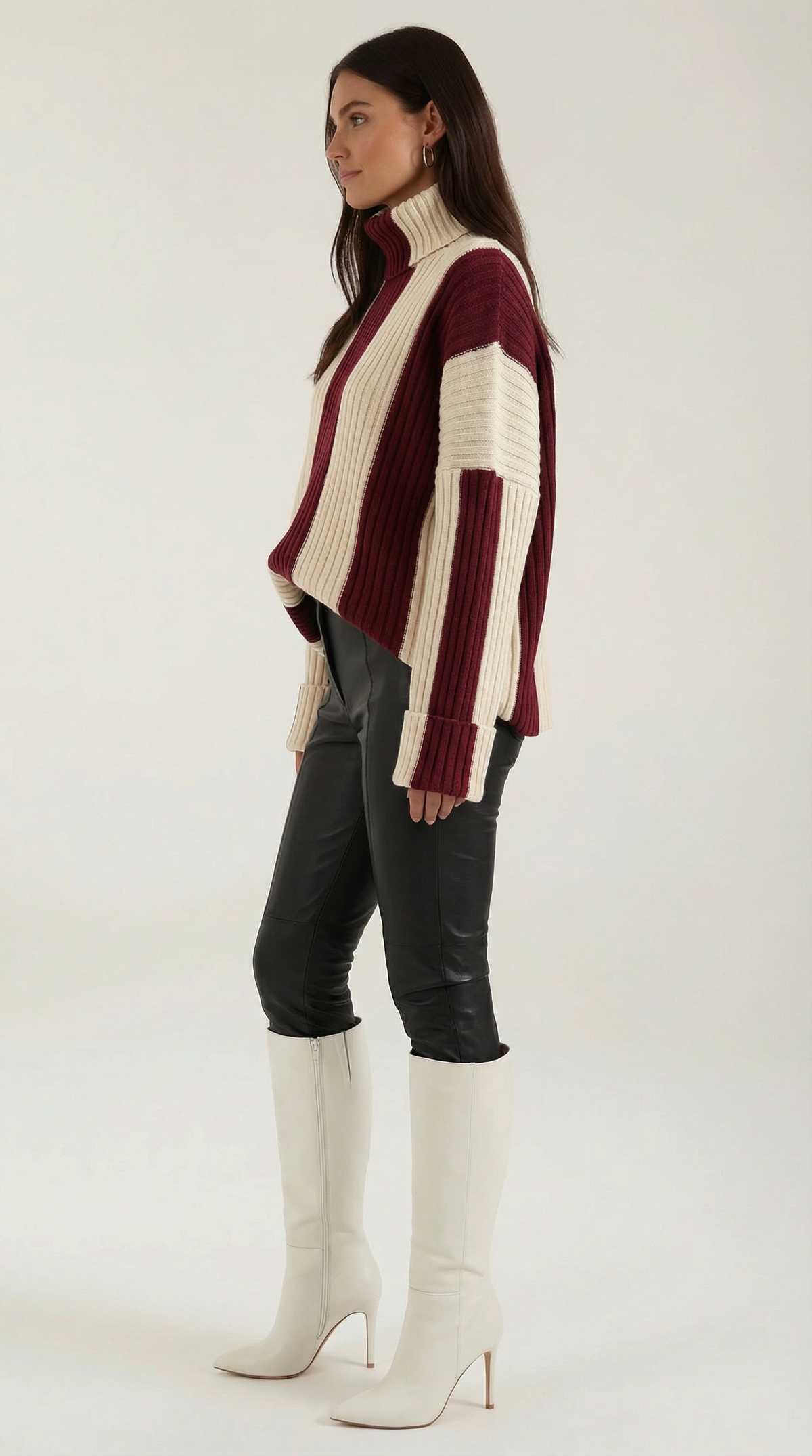 Suéter Oversize de Cuello Alto 'June' con Rayas