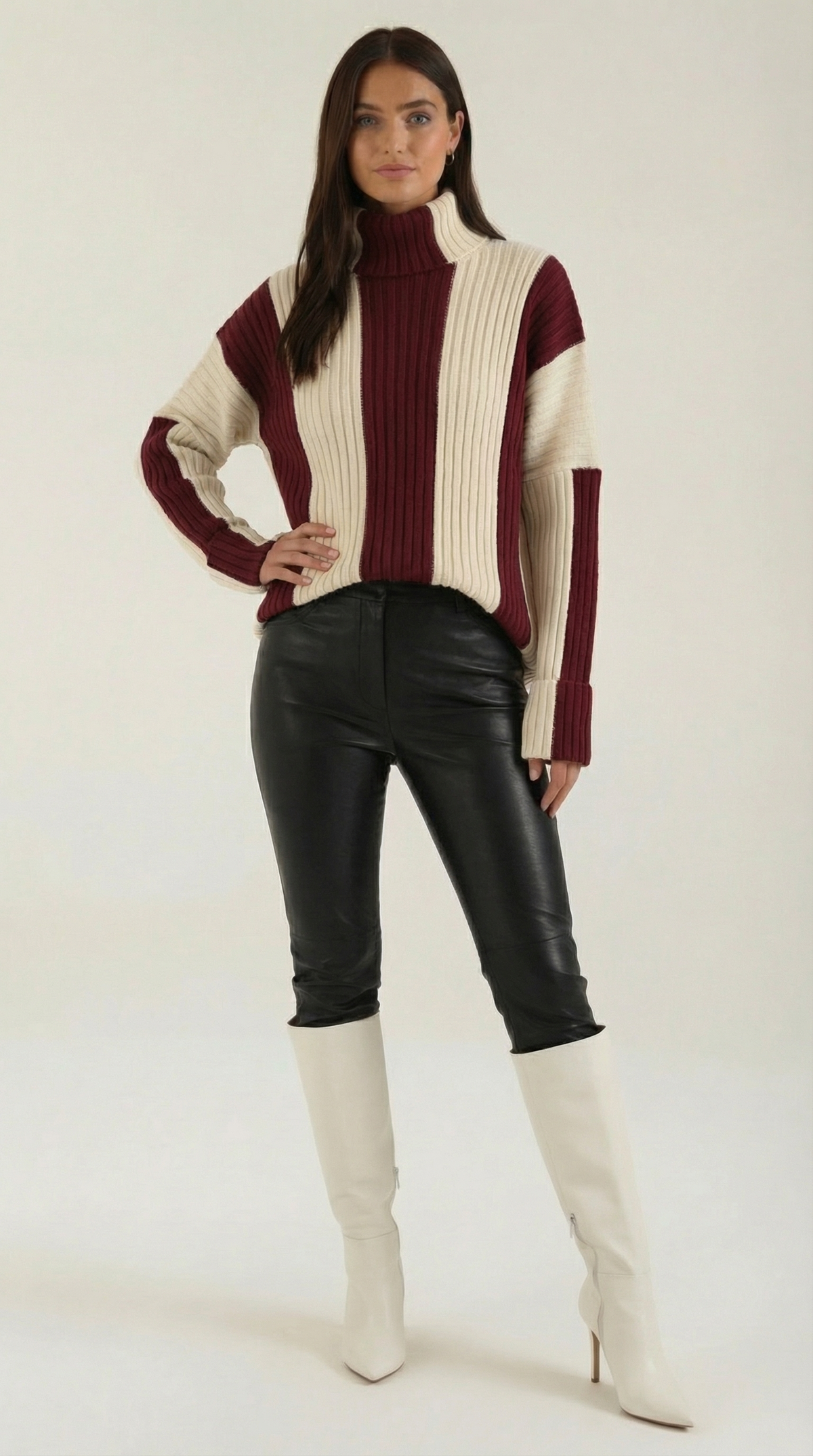 Suéter Oversize de Cuello Alto 'June' con Rayas