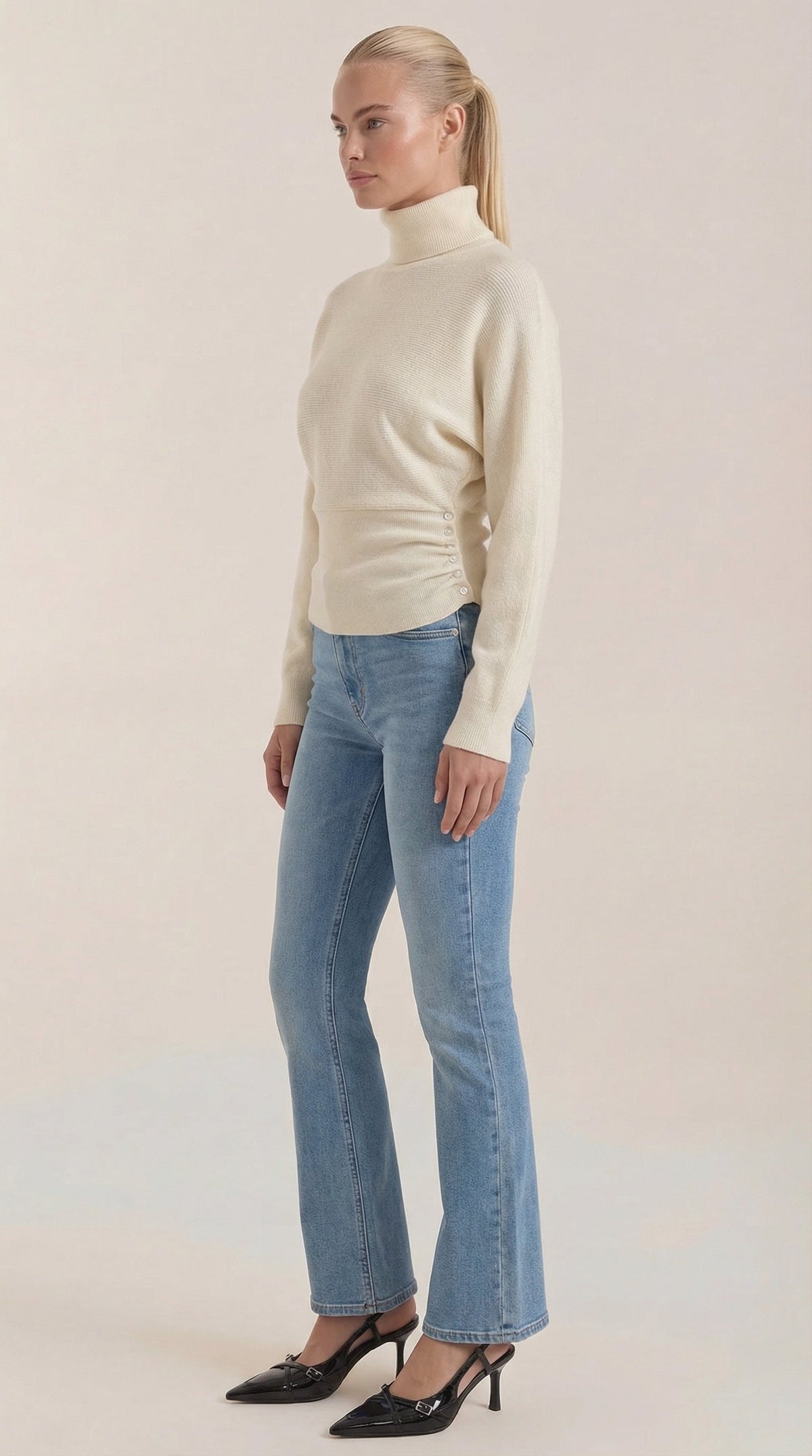Suéter Leticia de Cuello Alto con Textura Acanalada