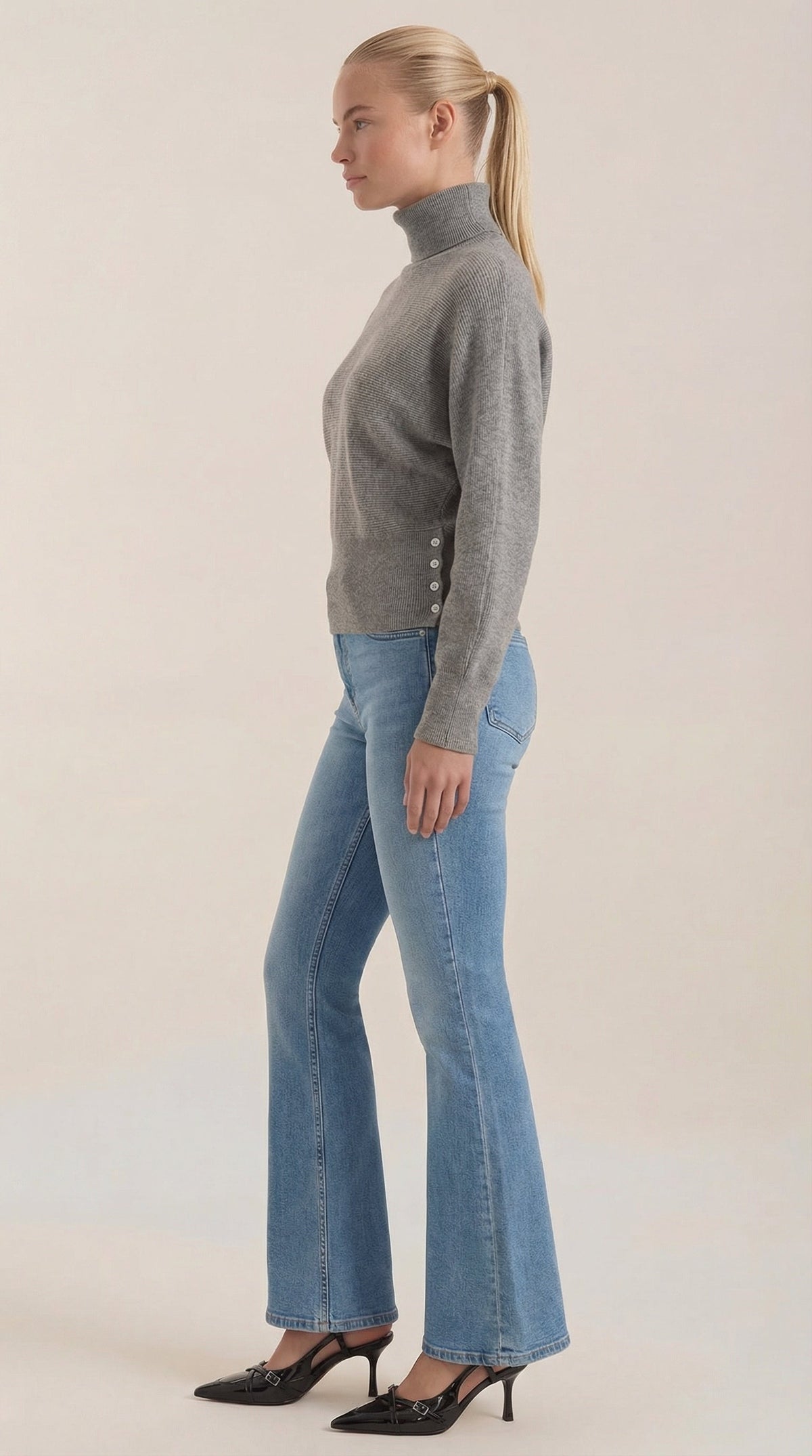Suéter Leticia de Cuello Alto con Textura Acanalada