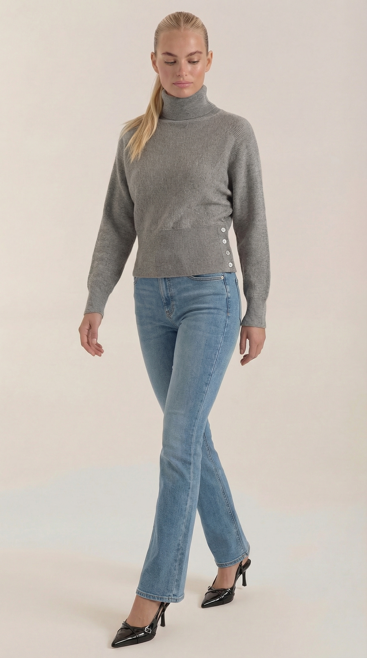 Suéter Leticia de Cuello Alto con Textura Acanalada