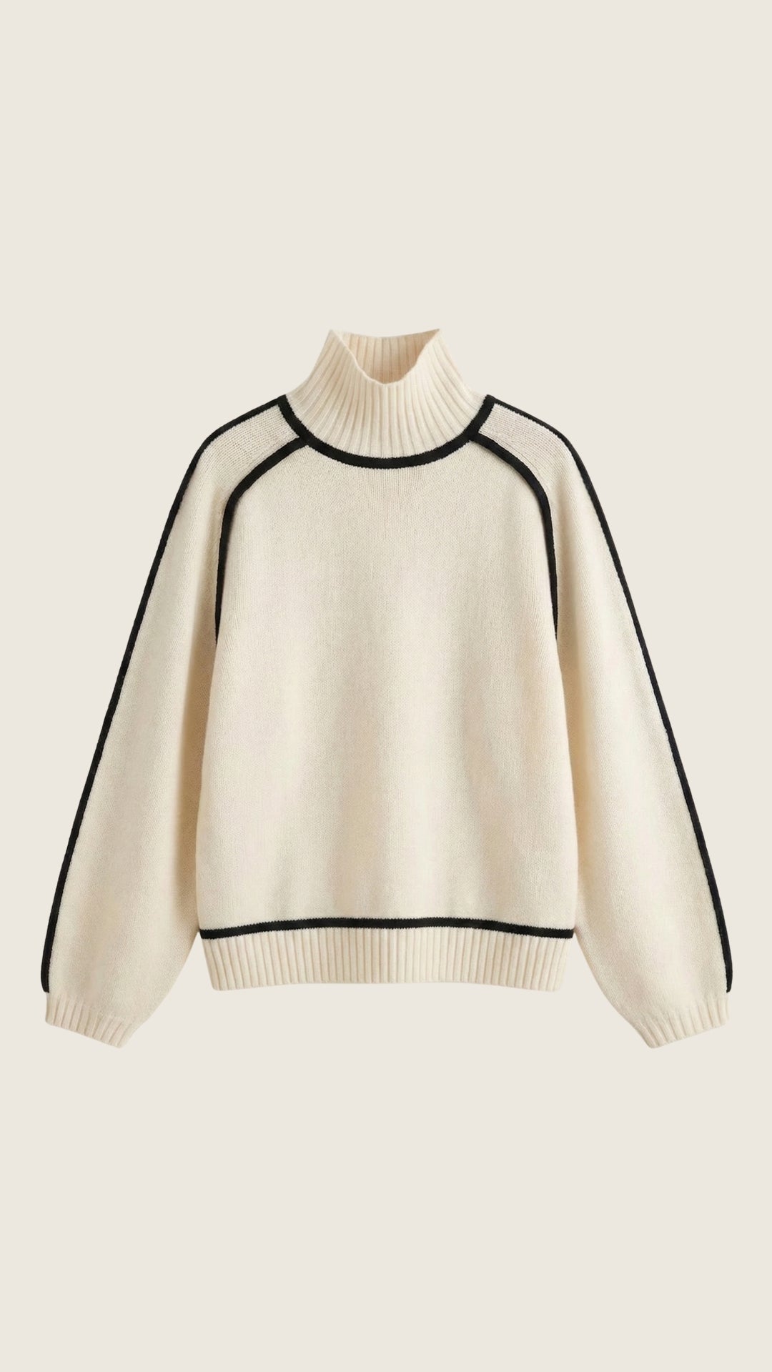Suéter de cuello alto con detalles en contraste