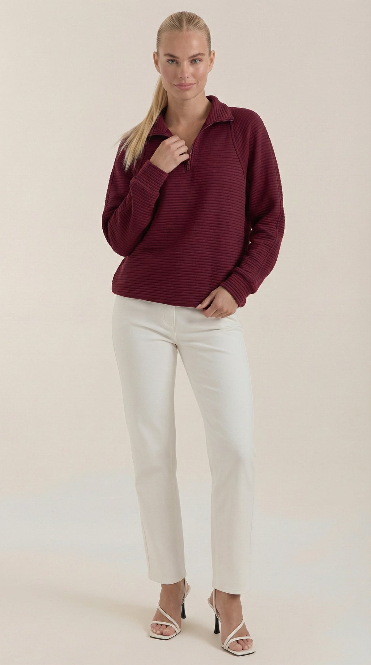Melinda Polo Pullover con Media Cremallera